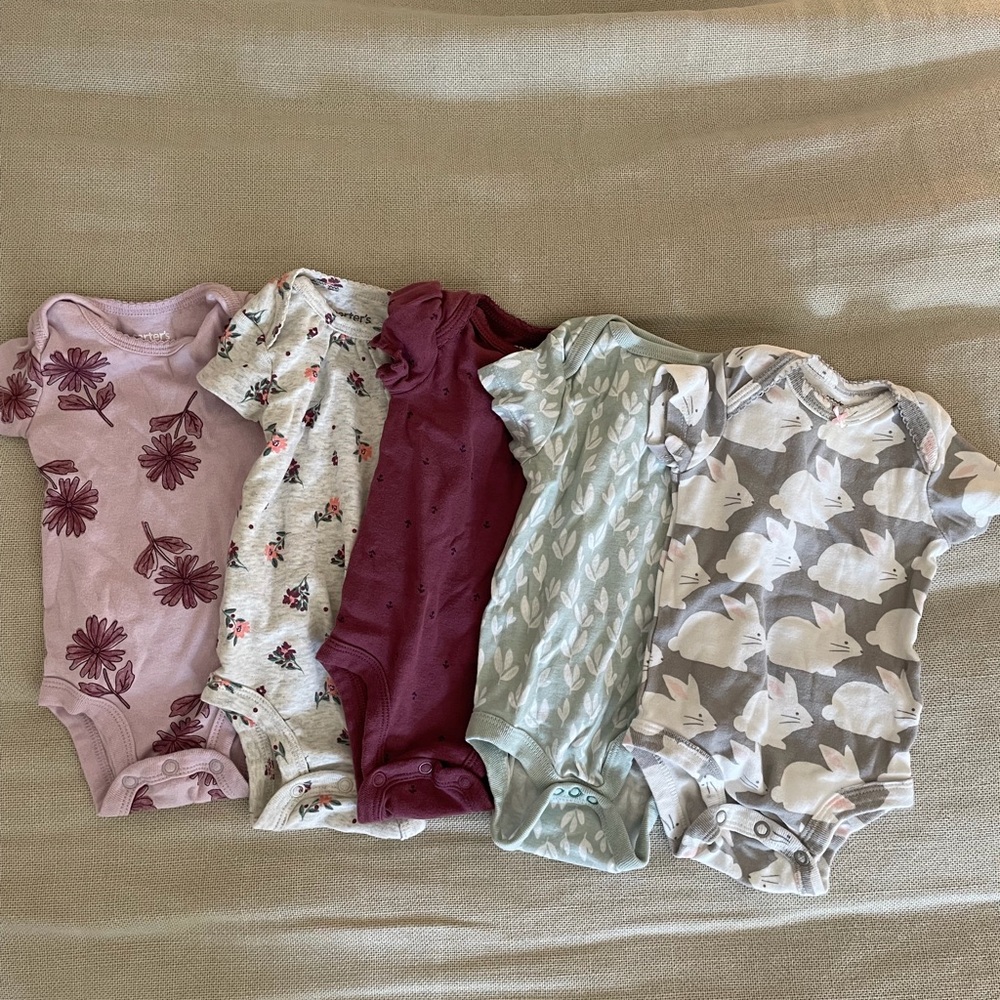 Bundle of 0-3 month short sleeve girl onesies